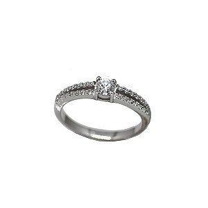 Anel Solitário Ouro 18k e Moissanite