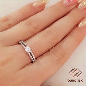 Anel Solitário Ouro 18k Brilhante Moissanite 50Pts