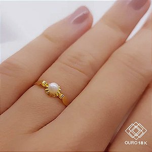 Anel Infantil Ouro 18k Pérola