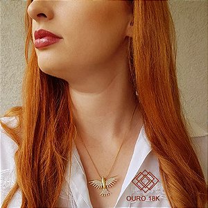Kit Cordão + Pingente Espírito Santo Ouro 18k Zircônias