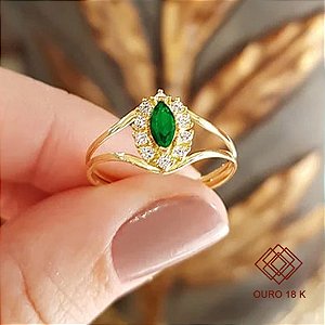 Anel Ensino Médio Ouro 18k Zircônia - Sem emblema