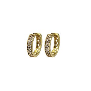 Brinco Argola Ouro 18k Zircônia