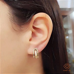 Brinco Meia Argola Ouro 18k
