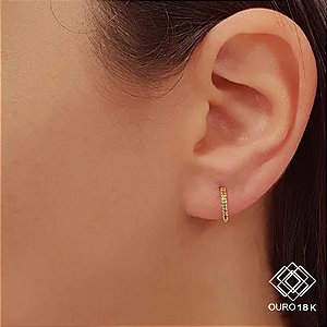 Brinco Argola Pequeno Ouro 18k Zircônia
