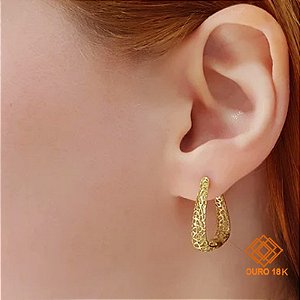 Brinco  Argola Filigrana Triângulo Ouro 18k