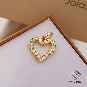 Pingente Coração Ouro 18k Zircônias