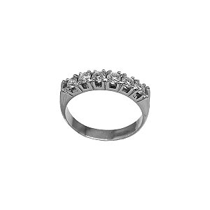 Anel Aparador Ouro Branco 18k e Moissanite