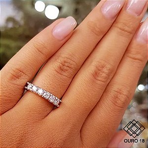 Anel Aparador Ouro Branco 18k Diamante Cultivado 50 pts