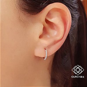 Brinco Argola Pequena Esferas Ouro 18k