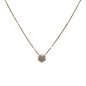 Gargantilha Chuveiro Rainha Ouro 18k Moissanite