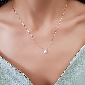 Gargantilha Chuveiro Rainha Ouro 18k - Diamante Laboratório 15pts