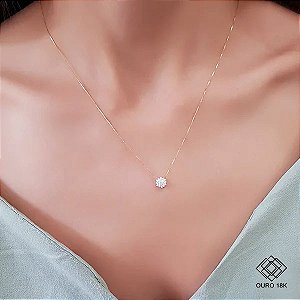 Gargantilha Chuveiro Rainha Ouro 18k - Diamante Laboratório 15pts