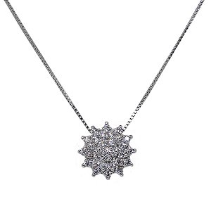 Gargantilha Chuveiro Rainha Ouro Branco 18k Moissanite