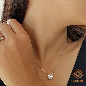 Gargantilha Chuveiro Rainha Ouro Branco 18k - Diamante Cultivado 31pts