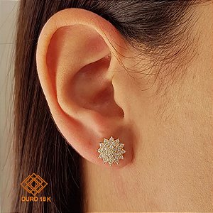 Brinco Chuveiro Ouro 18k - Diamante Cultivado 62pts