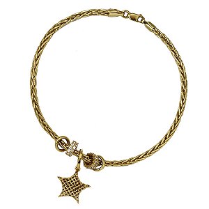 Pulseira Momentos Estrela Ouro 18k Zircônias