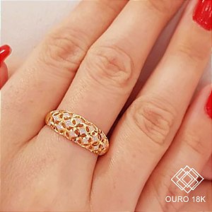 Anel Estrelas Dois Tons Ouro 18k