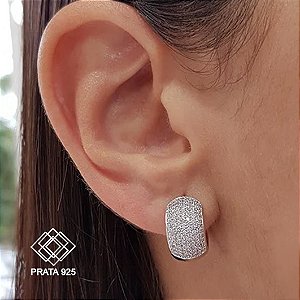 Brinco Argola Pequena Abaulada Zircônias Prata 925