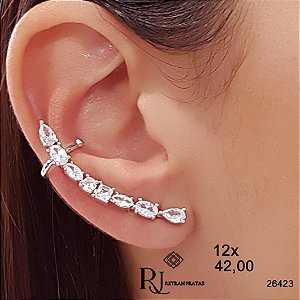 Brinco Ear Cuff  Prata 925 Zircônias