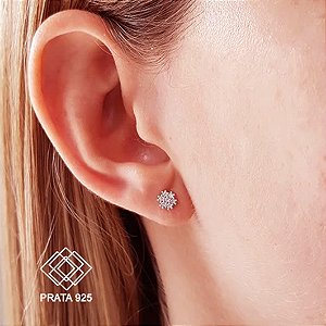 Brinco Chuveiro Zircônias Prata 925