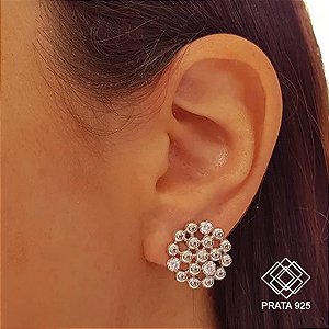 Brinco Esferas Prata 925 Zircônias
