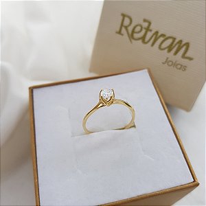 Anel Solitário Ouro 18k Brilhante Moissanite 30Pts