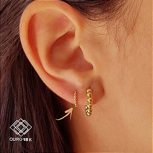 Brinco Pequeno Argola Esfera Ouro 18k