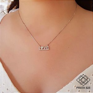 Gargantilha Love Prata 925 Zircônias