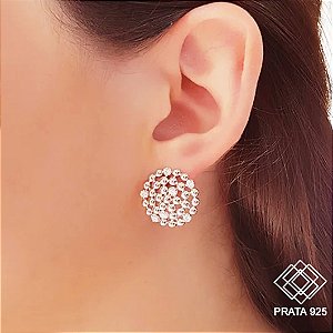 Brinco Esferas Prata 925 Zircônias