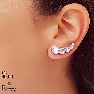 Brinco Ear Cuff  Prata 925 Zircônias