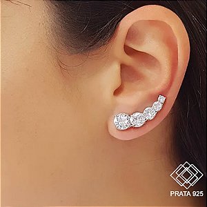 Brinco Ear Cuff Prata 925 Zircônias