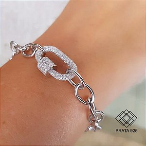 Pulseira Elos Prata 925 Zircônias