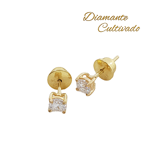 Brinco Ponto de Luz Ouro 18k Diamante 45 Pts Cultivado