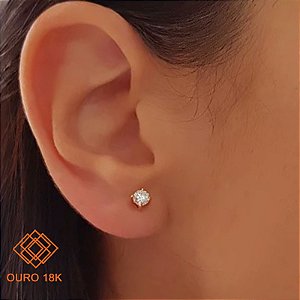 Brinco Ponto de Luz Ouro 18k 45 Pts Brilhante Moissanite