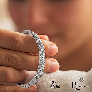 Bracelete Esferas Prata 925 Zircônias