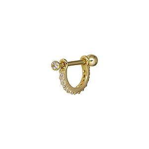 Piercing Cartilagem Orelha Ouro 18k Zircônias