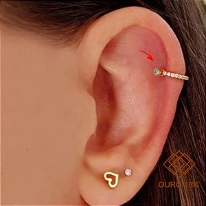 Piercing Cartilagem Orelha Ouro 18k Zircônias