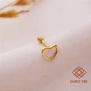 Piercing Tragus Coração Ouro 18k