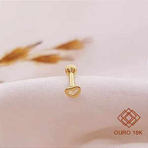 Piercing Tragus Coração Ouro 18k