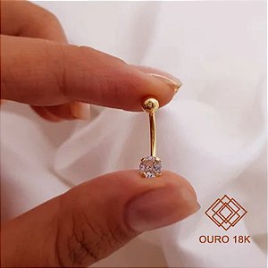 Piercing Umbigo Ouro 18k Zircônia