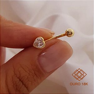 Piercing Umbigo Ouro 18k Zircônias