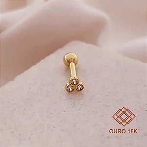 Piercing Tragus Ouro 18k Zircônias
