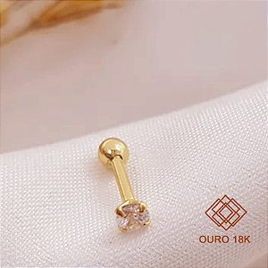 Piercing Tragus Ouro 18k Zircônias