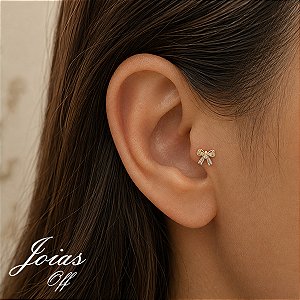 Piercing Tragus Ouro 18k Zircônias