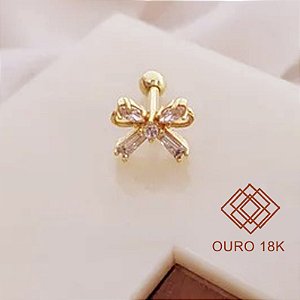 Piercing Tragus Ouro 18k Zircônias
