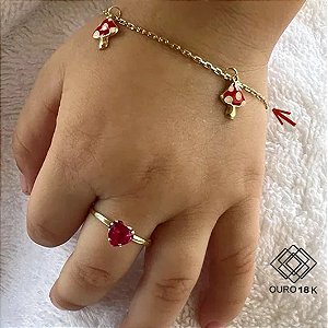 Pulseira Infantil Cogumelo Ouro 18k