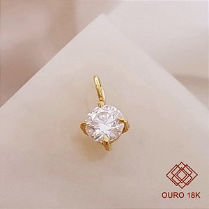 Pingente Ponto de Luz Ouro 18k Brilhante Moissanite 30 Pts