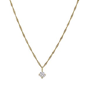 Kit Cordão Ouro 18k + Pingente Ponto de Luz Ouro 18k Moissanite
