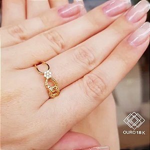 Anel Flor Filigrana Ouro 18k Zircônias