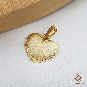 Pingente Coração Fosco Ouro 18k